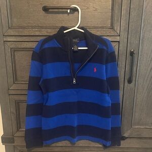 Polo by Ralph Lauren Men's Blue and Black Zip-Up Sweater